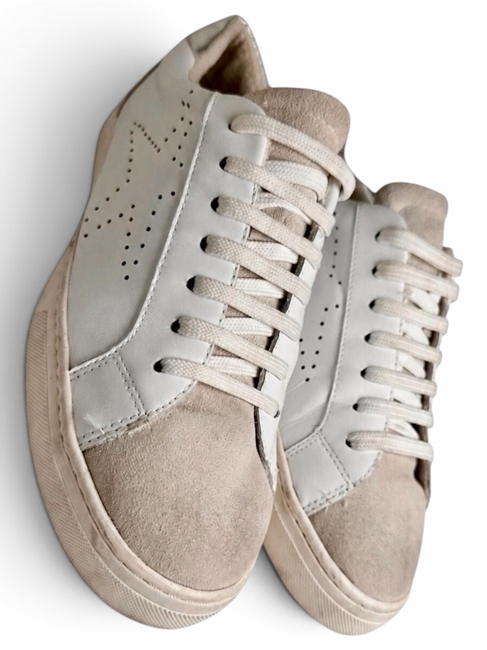 Steven New‎ York Rezza Star Sneakers White Silver Distressed 9.5